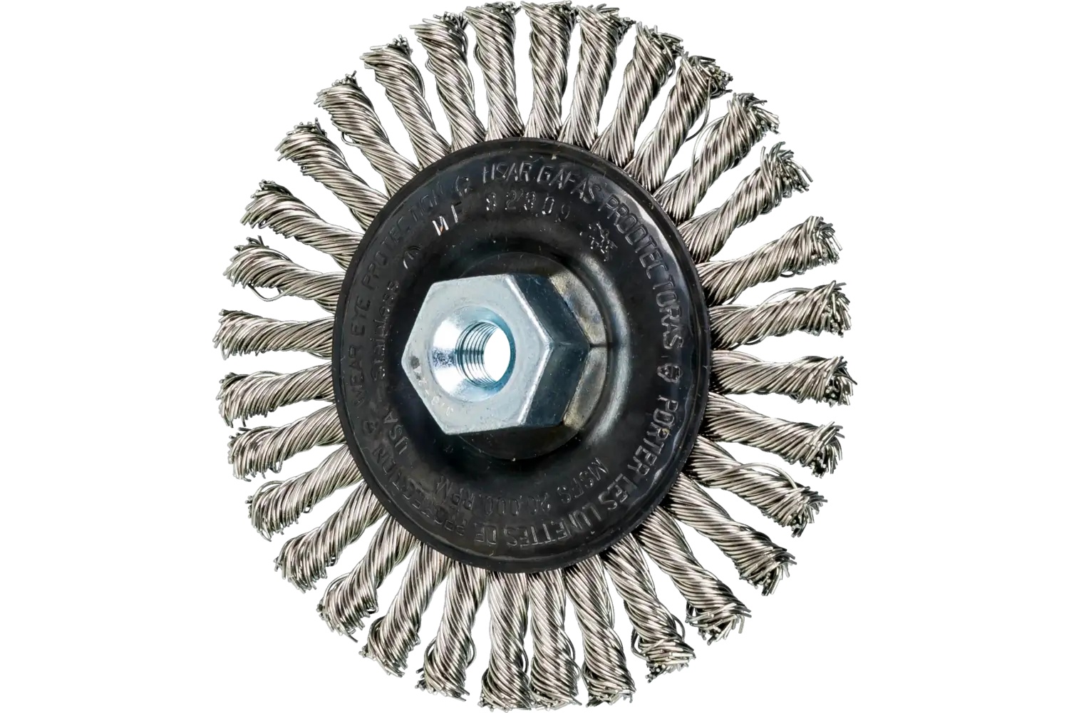 Picture of Pferd Stringer Bead Wheel Brush 4" Dia .020 Stainless Steel 3/8-24" Thread